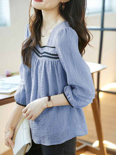 Bella Classic Back Hollowed Blouse-Yellow