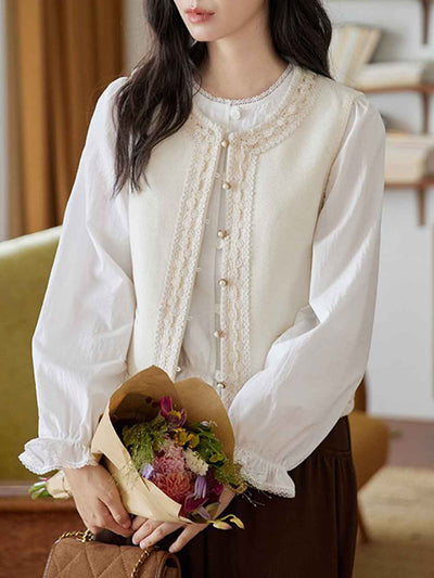 Elizabeth Loose Crew Neck Lace Vest