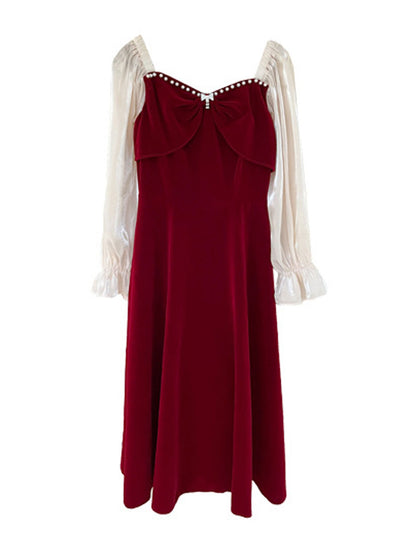 Grace Retro Velvet Square Neck Party Dress