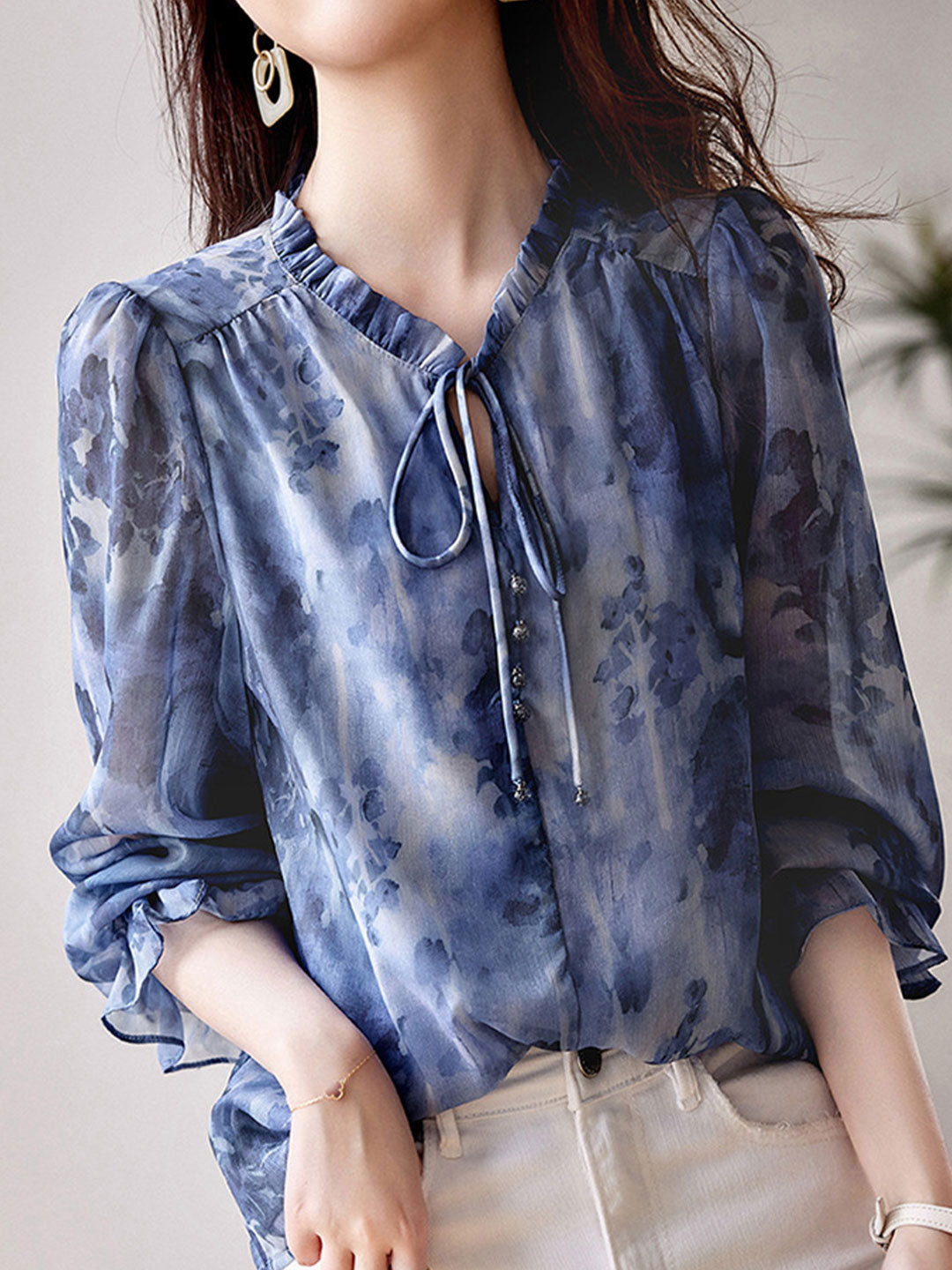 Sophia Classic Printed Chiffon Top