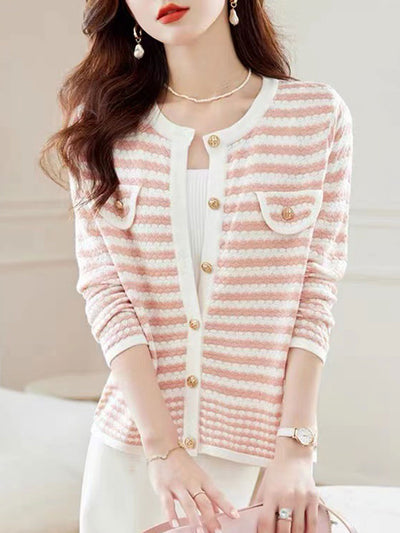 Olivia Classic Contrasting Striped Knitted Cardigan