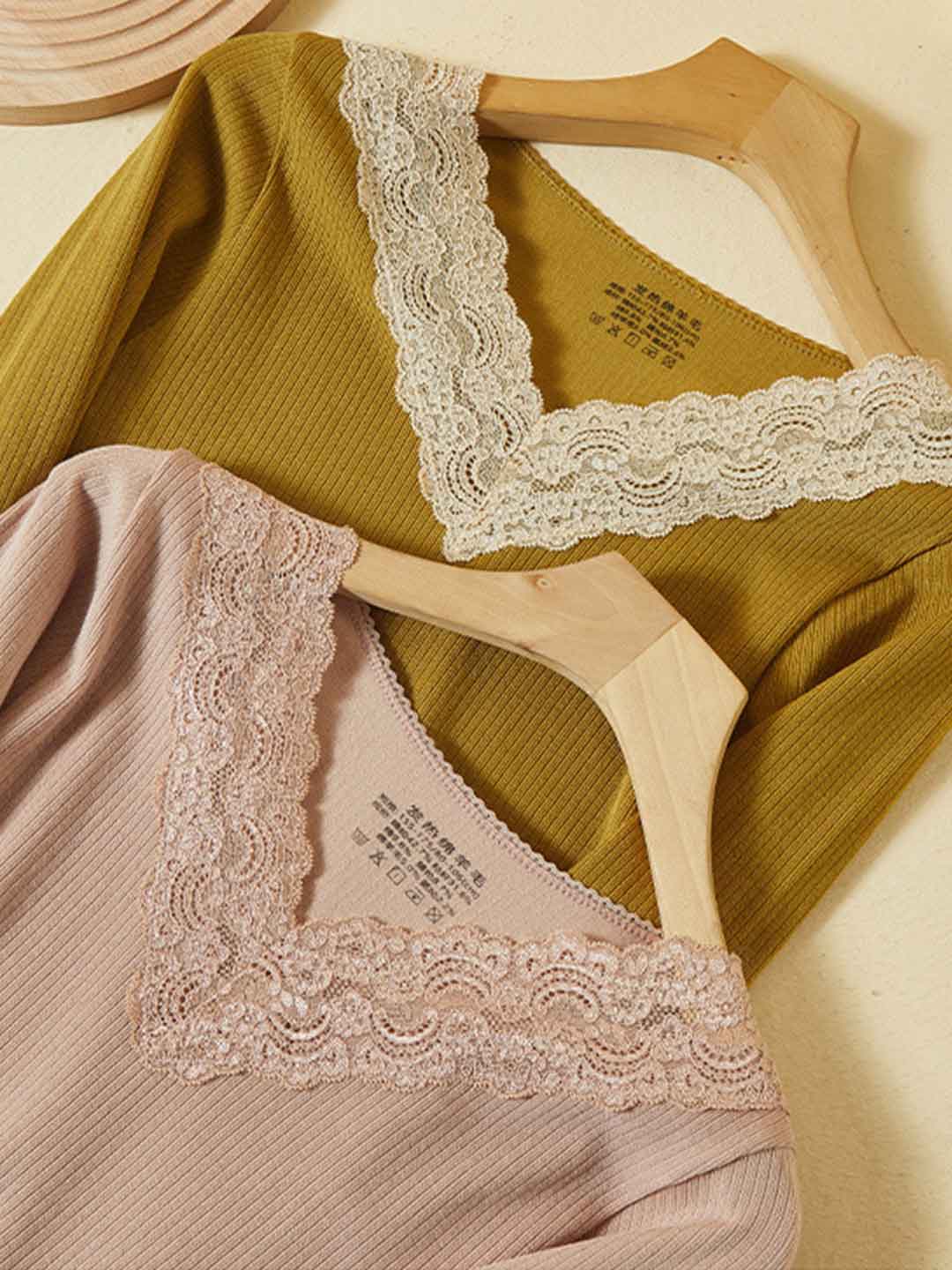 2pcs Women'S Lace V-Neck Tight Underwear Set