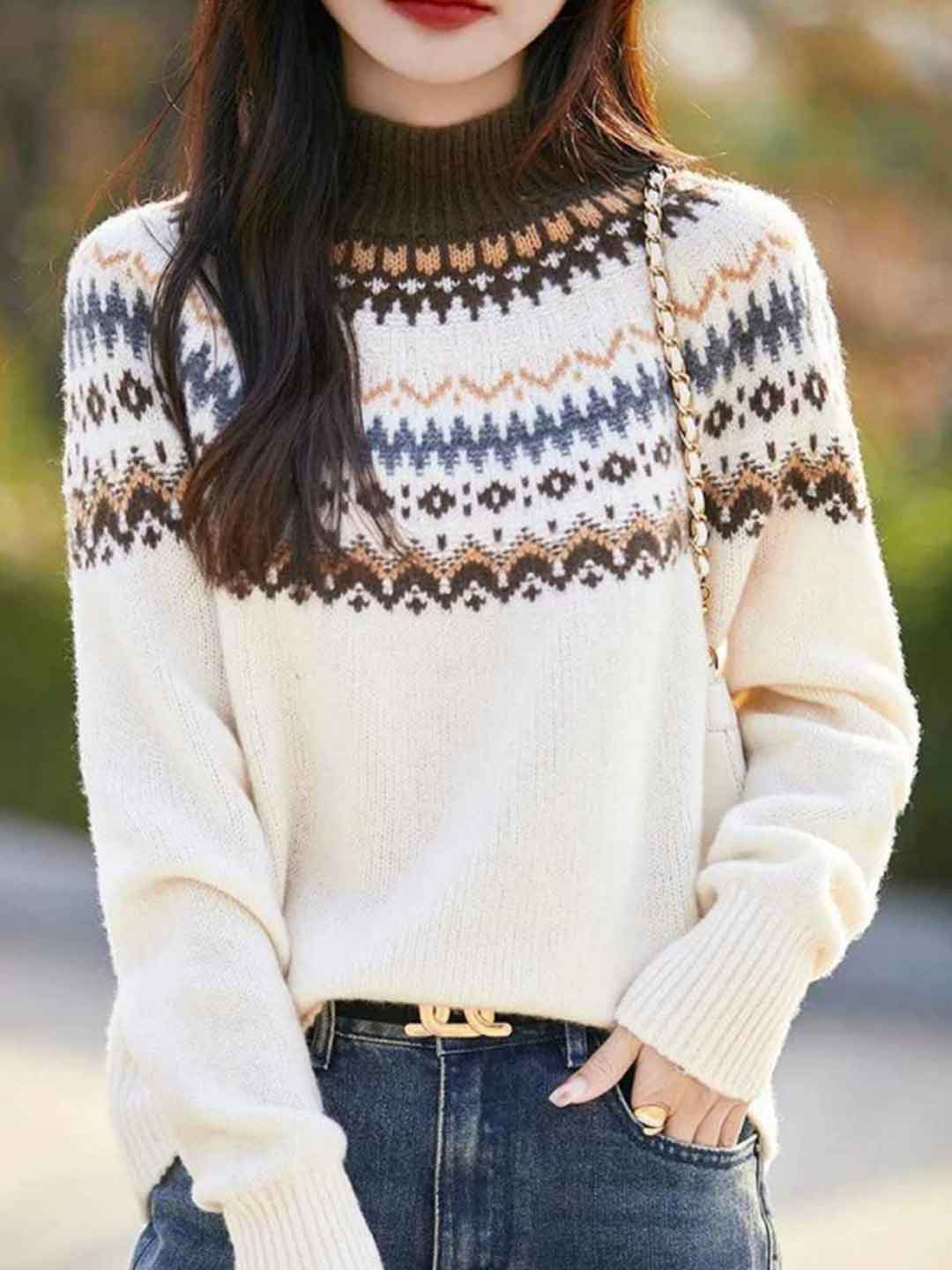 Sophie Classic Turtleneck Knitted Pullover Sweater