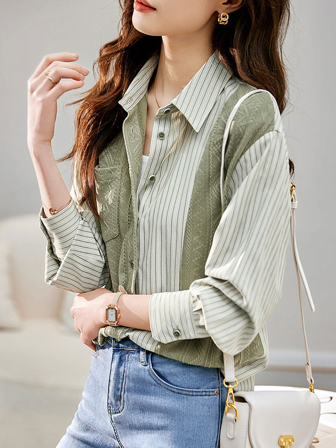 Jessica Casual Polo Patchwork Shirt