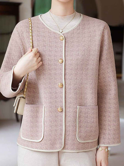 Hannah Elegant Crew Neck Tweed Coat
