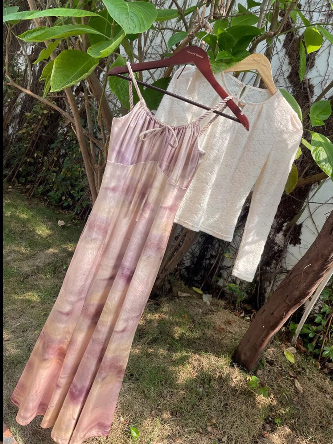 Abigail Retro Printed Velvet Slip Dress And Lace Top Two-Piece Set