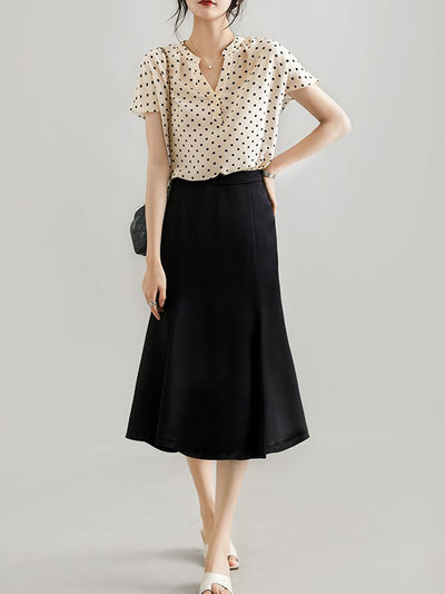 Taylor Retro V-Neck Polka Dot Top