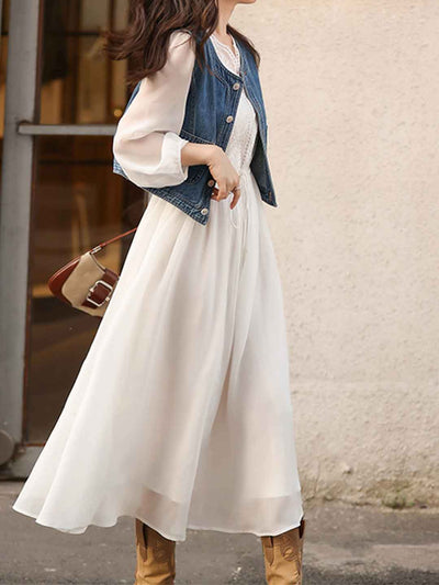 Abigail Retro Embroidered Paneled Dress