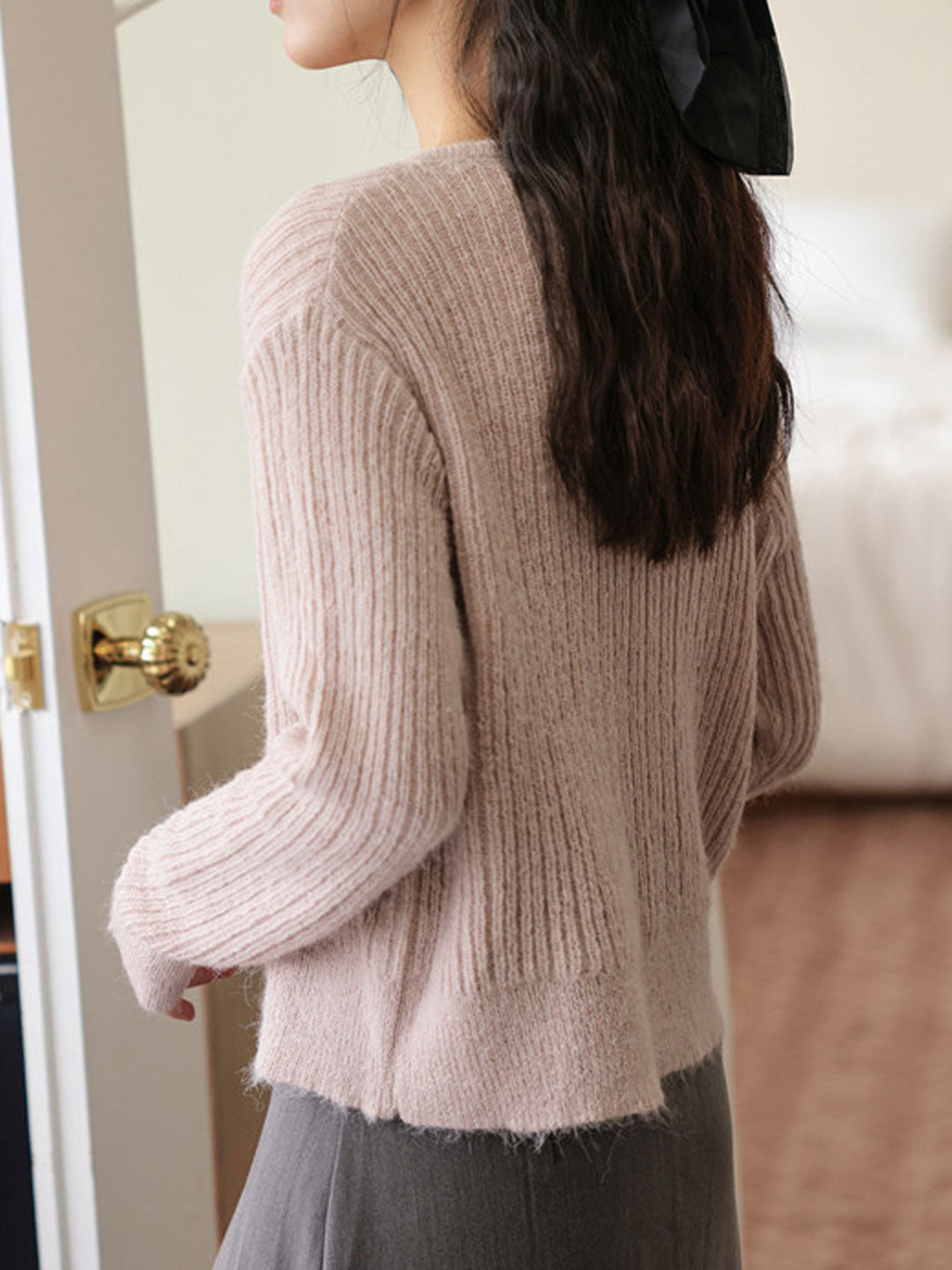 Emily Loose Crew Neck Double-Breasted Knitted Cardigan