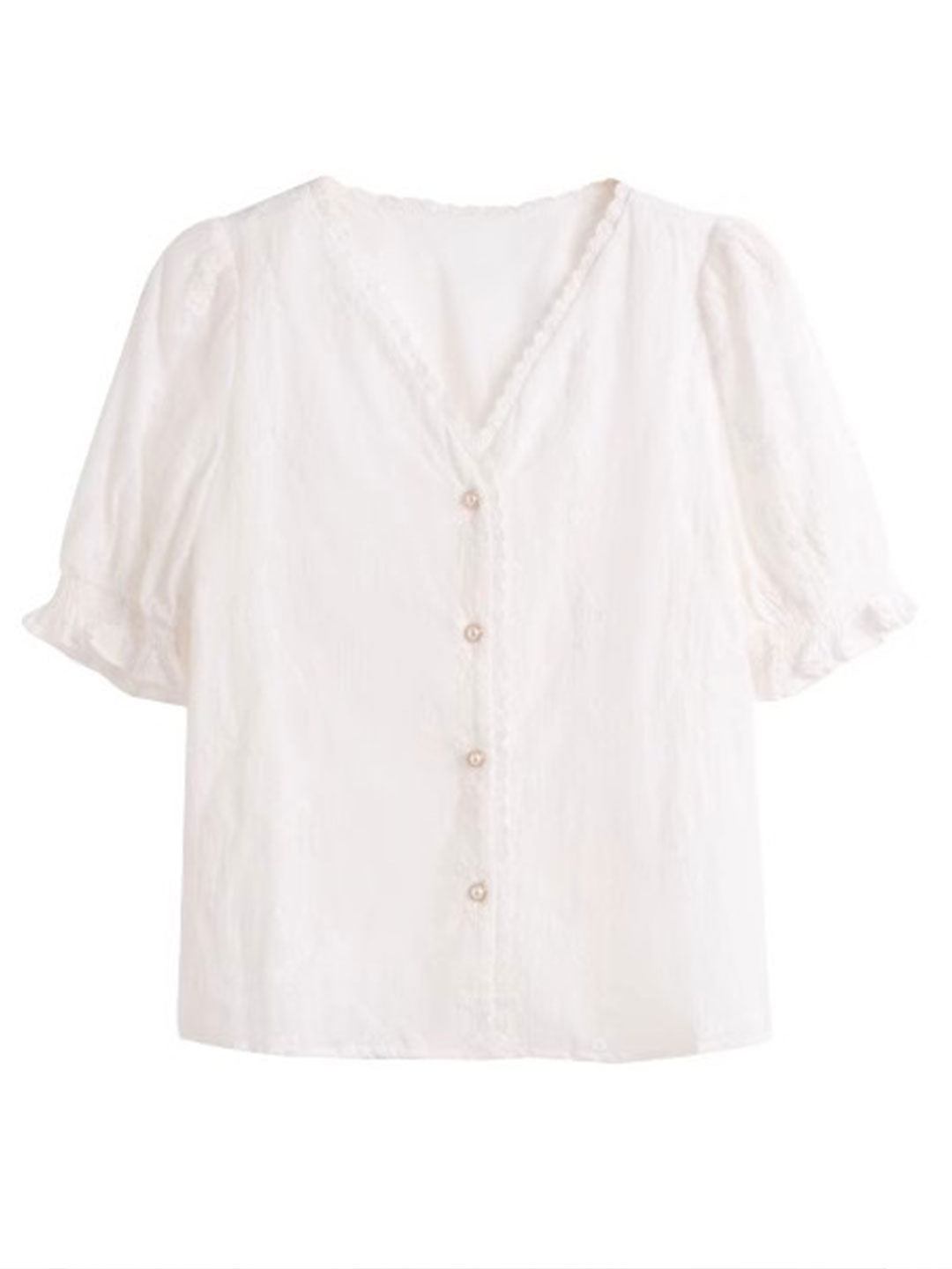 Lisa Retro V-neck Embroidered Blouse