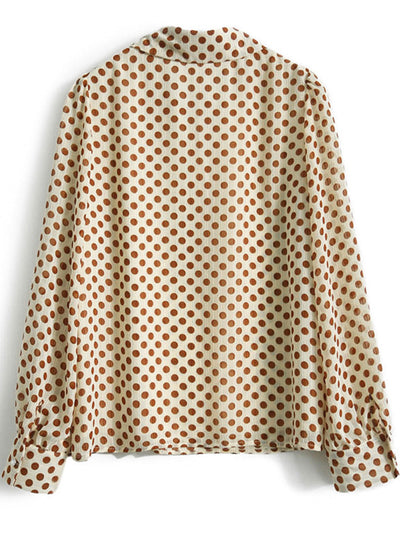 Julia Vintage Polka Dot Printed Lapel Top