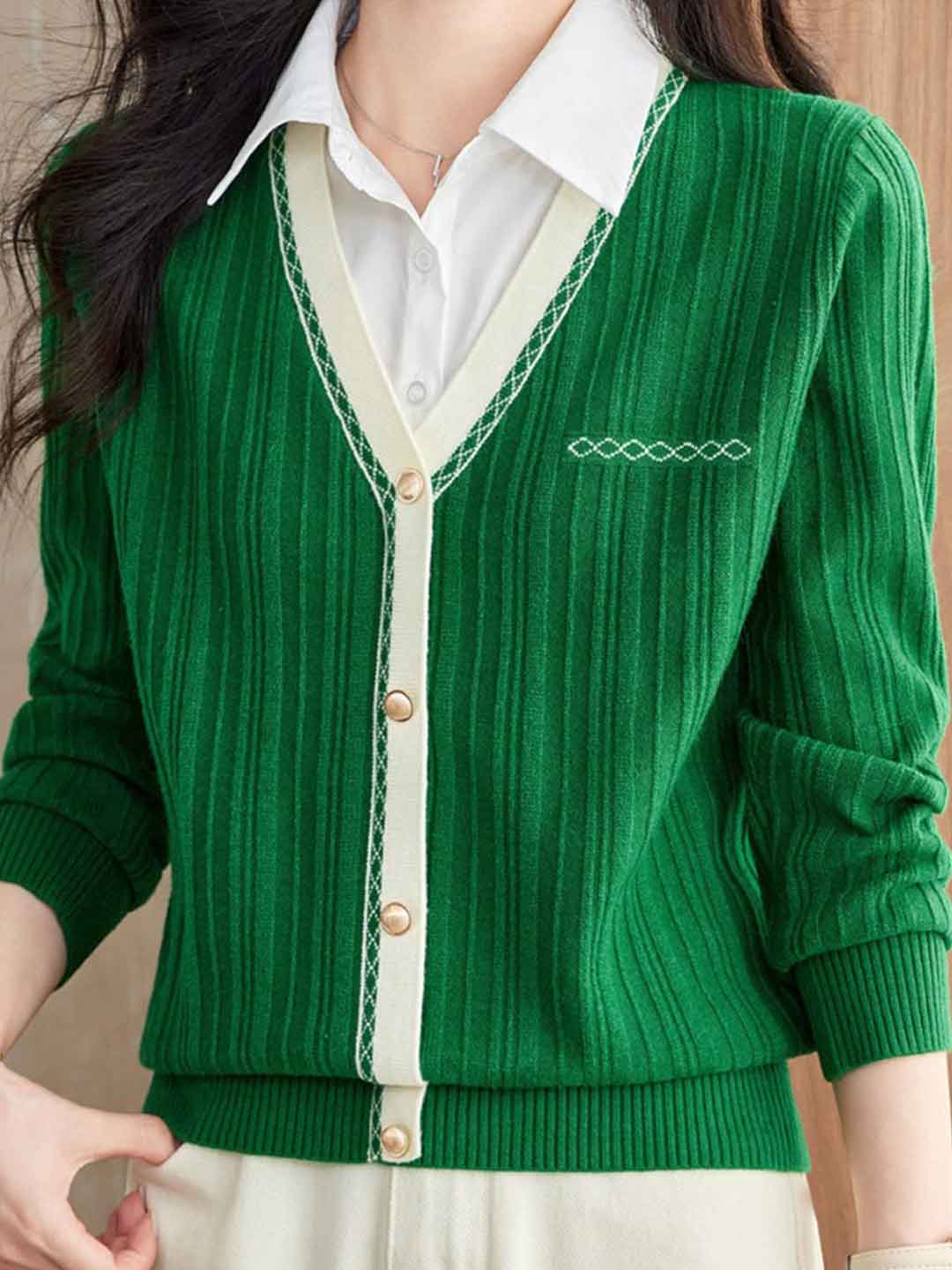 Jasmine Casual Colorblocked Mock Two-Piece Top