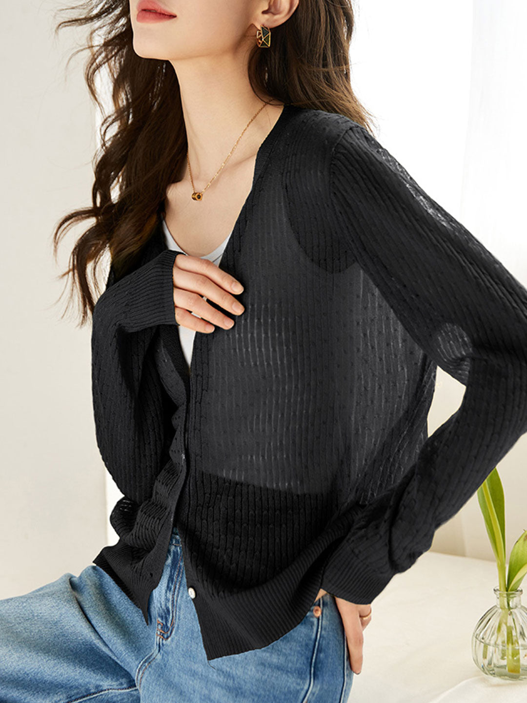 Ava Casual Textured Knitted Top