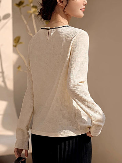 Camila Elegant Crew Neck Textured Top