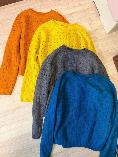 Peyton Loose Crew Neck Hollowed Knitted Sweater