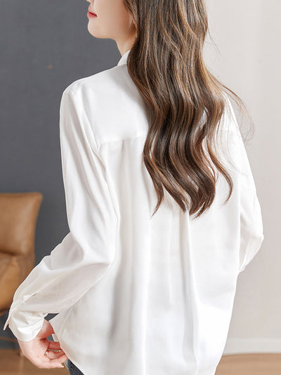 Kayla Elegant Solid Color Tie Shirt