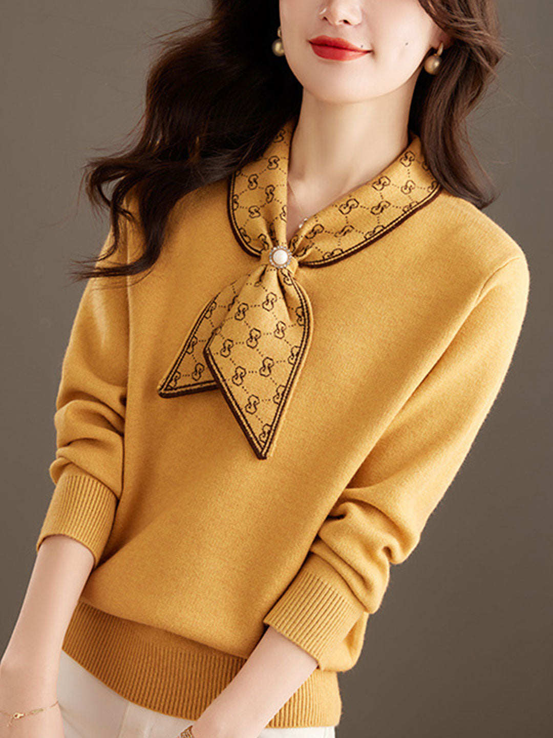 Isabella Casual Bow Knitted Pullover Sweater