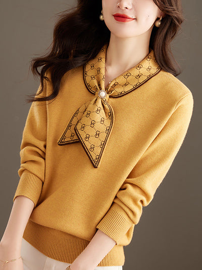 Isabella Casual Bow Knitted Pullover Sweater