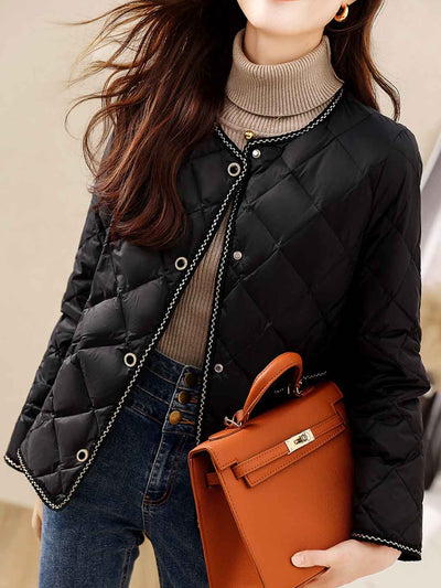 Olivia Classic Crew Neck Tweed Plaid Winter Coat