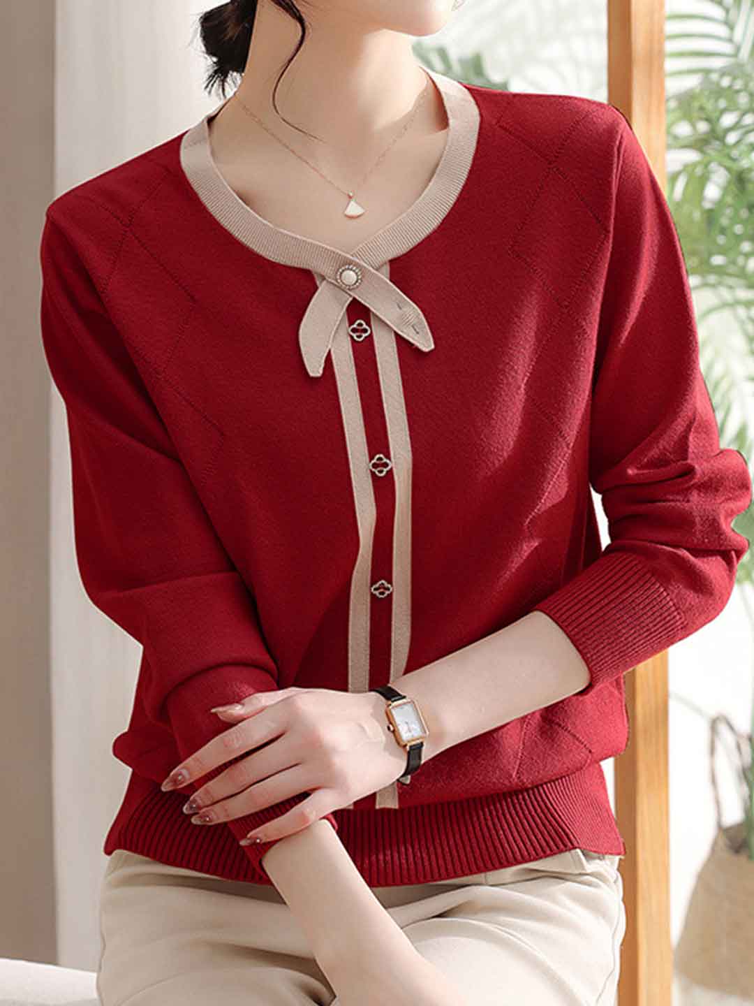 Madison Loose Crew Neck Pullover Knitted Top