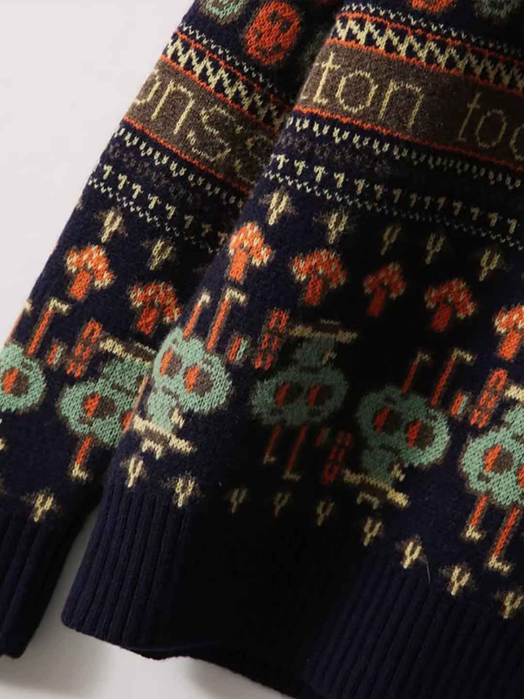 Kylie Loose Turtleneck Jacquard Knitted Sweater