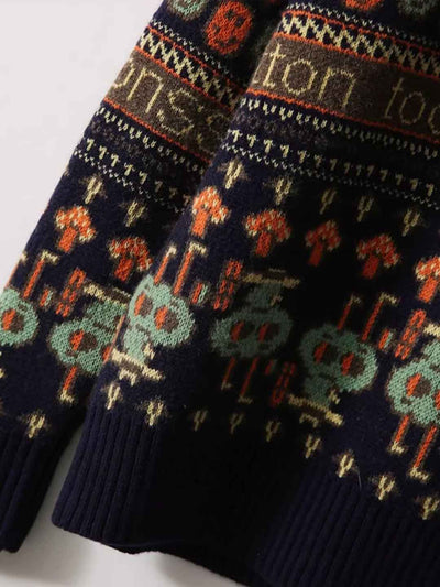 Kylie Loose Turtleneck Jacquard Knitted Sweater