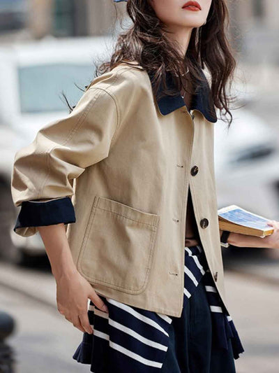 Chloe Casual Lapel Colorblocked Jacket