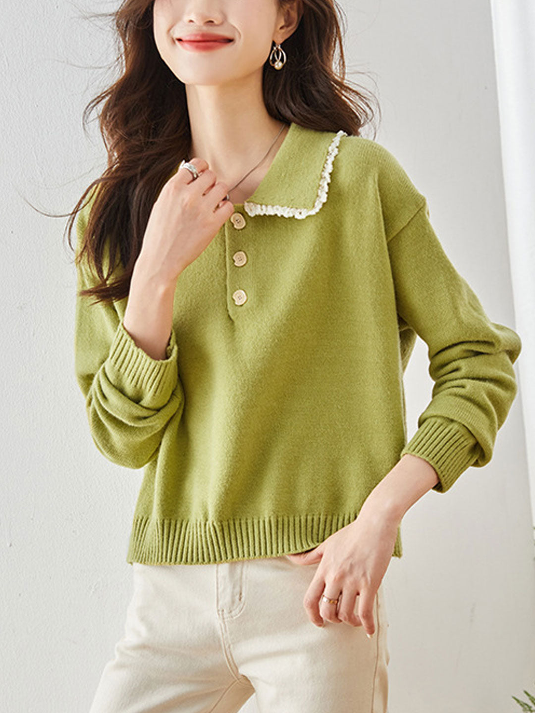 Madison Casual Loose Doll Collar Lapel Sweater