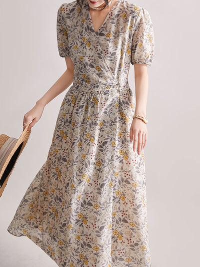 Sophia Vintage Floral Printed Dress