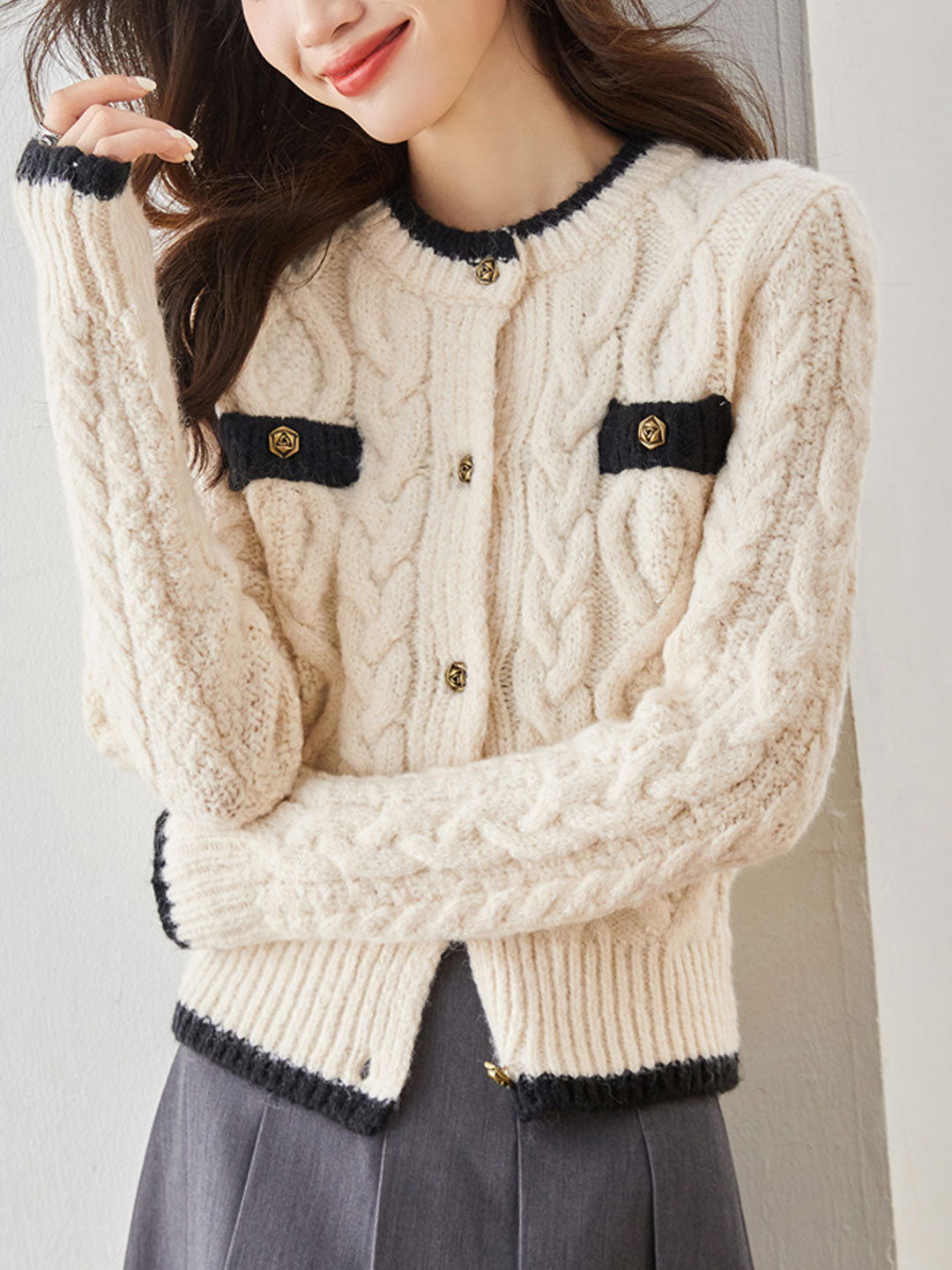 Emma Classic Thickened Knitted Cardigan Sweater