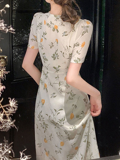 Sydney Elegant Puff Sleeve Printed Floral Dress