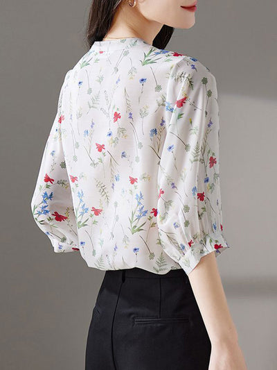 Chloe Vacation Loose Printed Chiffon Top