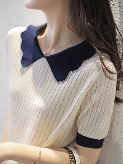 Maria Retro Doll Collar Knitted Top