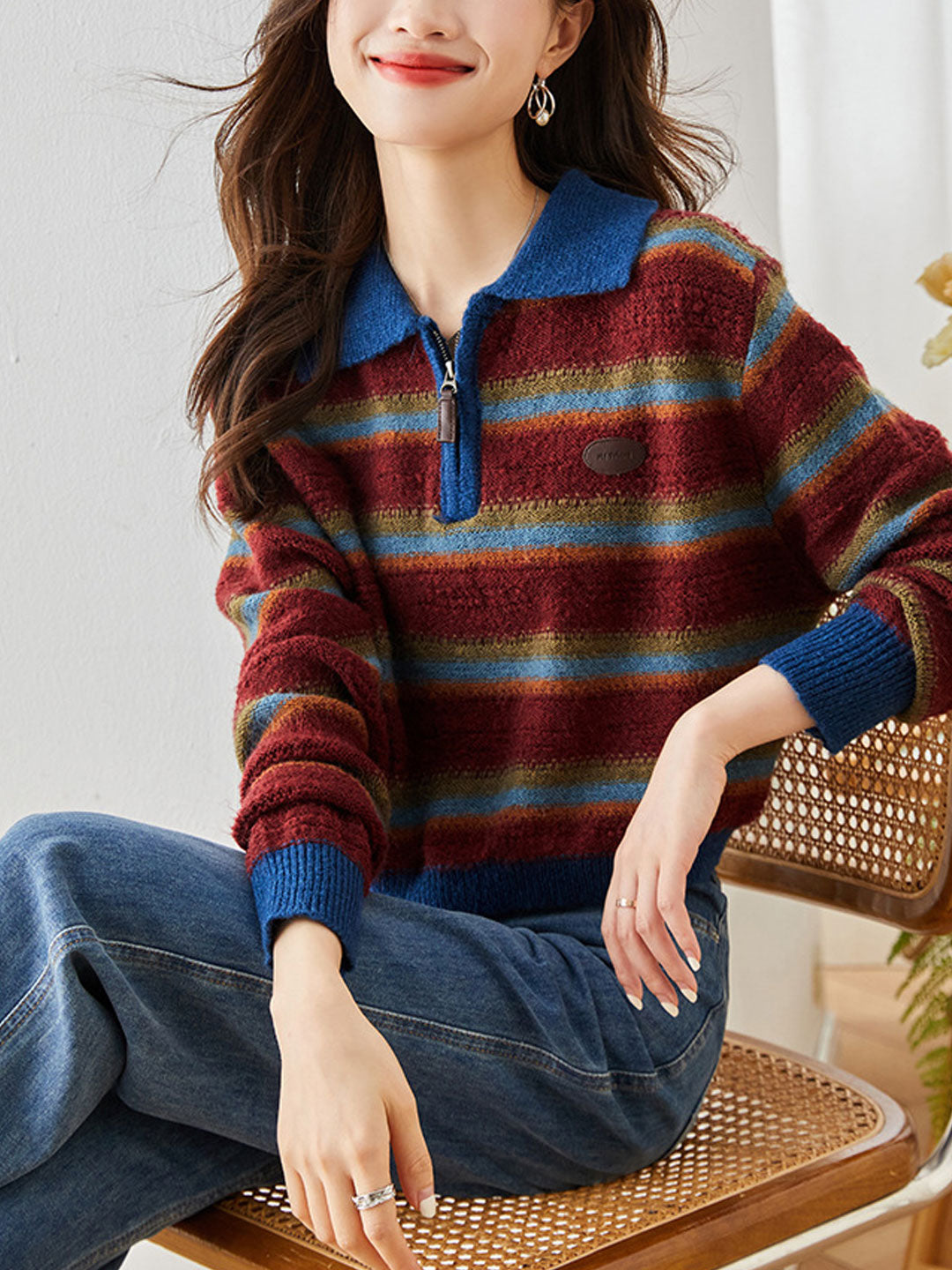 Sarah Casual Striped Pullover Knitted Sweater