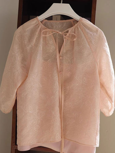 Faith Loose Crew Neck Embroidered Top