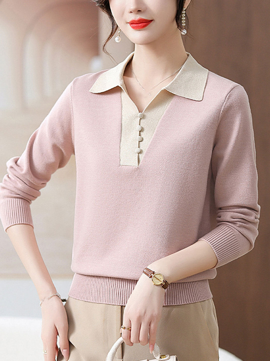 Brooke Casual Lapel Knitted Sweater