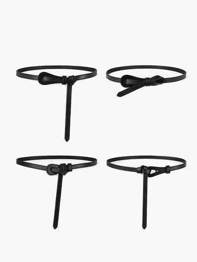 Slim Leather Knotted Belt