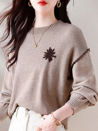 Mia Loose Embroidered Knitted Sweater