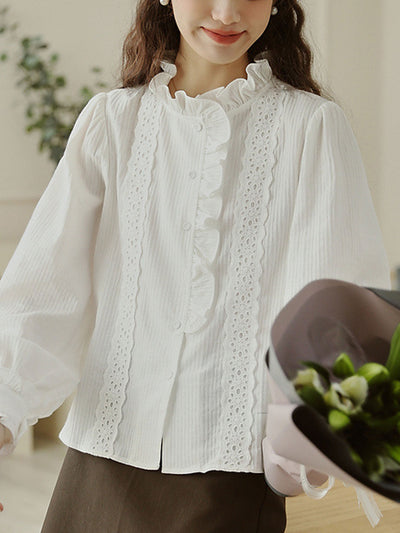 Hannah Retro Lace Auricular Collar Shirt