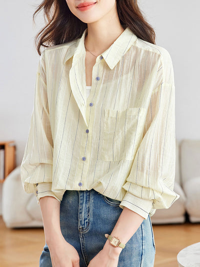 Bailey Loose Polo Collar Striped Shirt