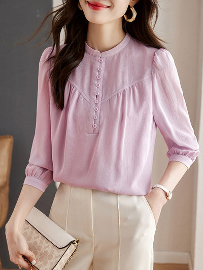 Grace Classic Crew Neck Chiffon Shirt