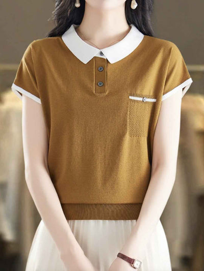 Caroline Loose Doll Collar Knitted Top
