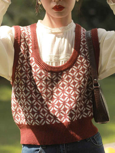 Jessica Retro Crew Neck Knitted Vest