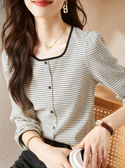 Madison Elegant Contrast Stripe Knitted Shirt