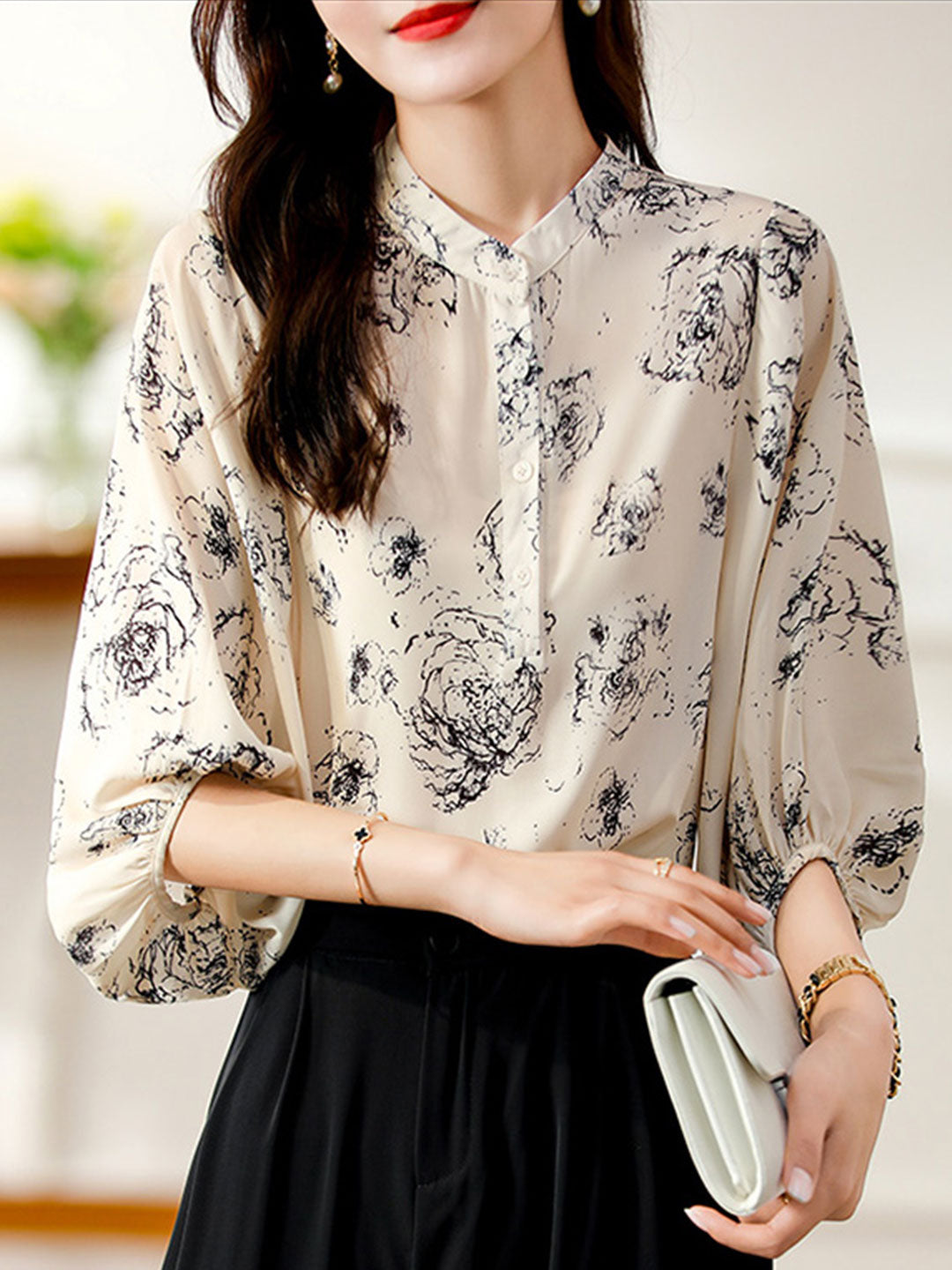 Andrea Elegant Printed Panel Top