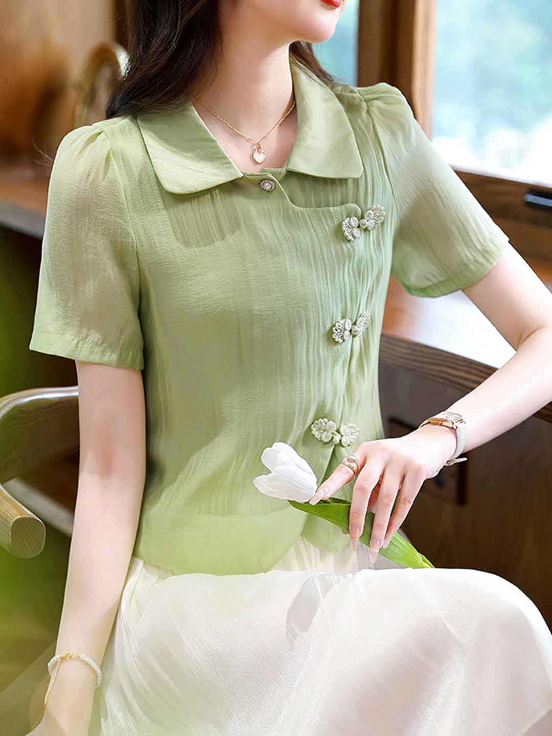 Sophia Elegant Panel Chiffon Top