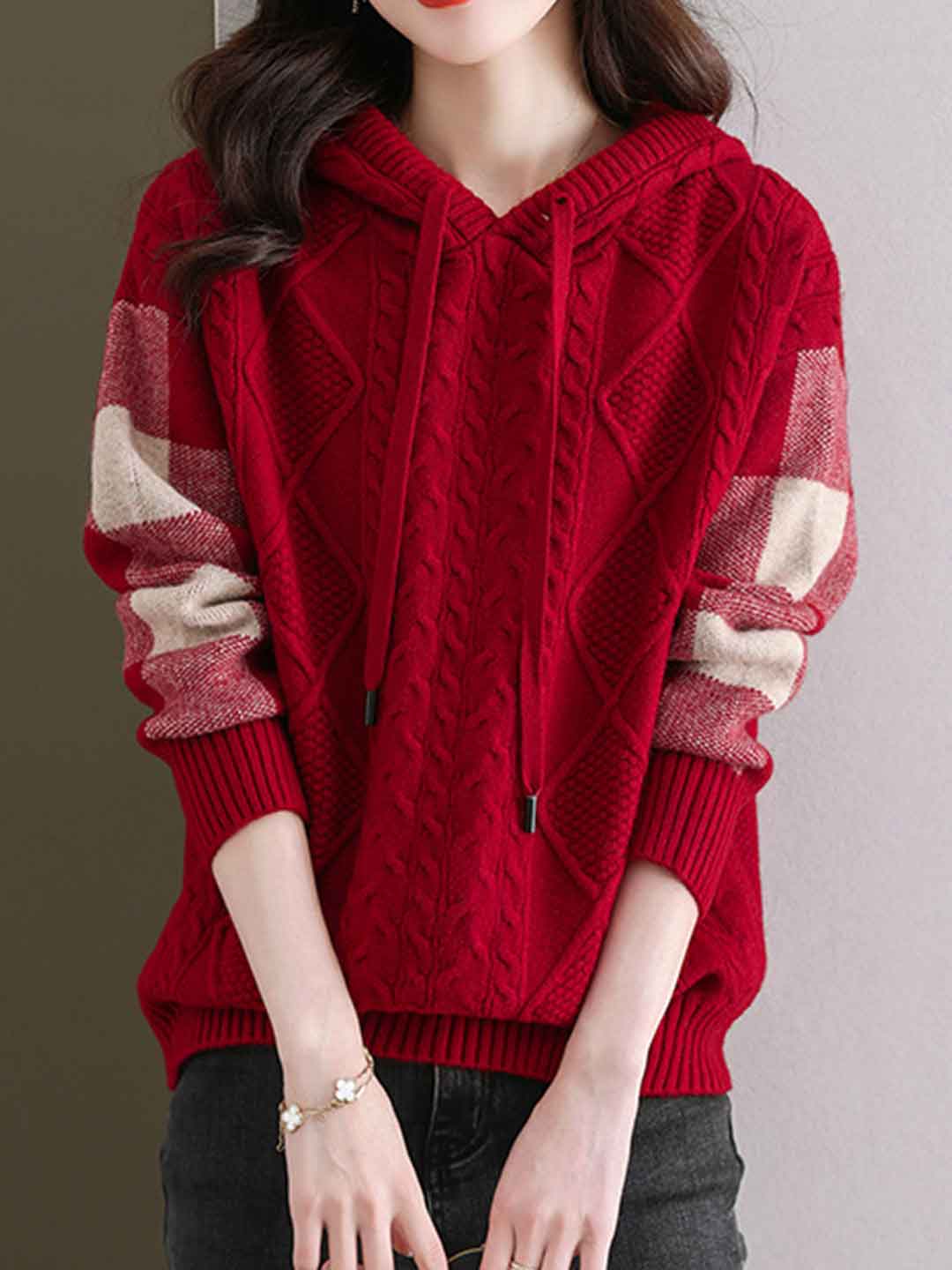 Bella Casual Hooded Knitted Sweatshirt