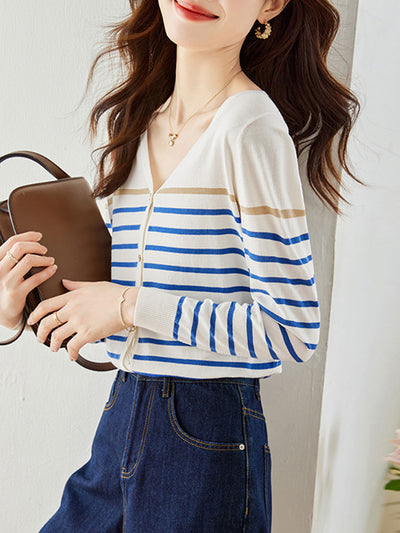 Mia Classic Striped Knitted Cardigan