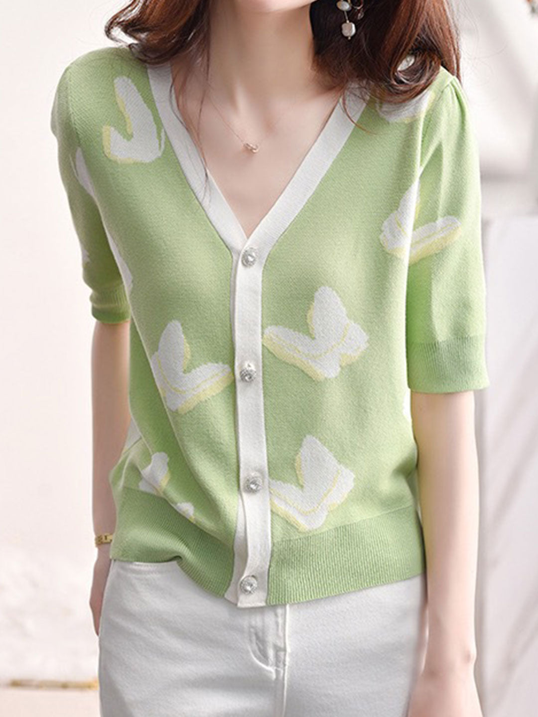 Alyssa Casual Printed Knitted Cardigan