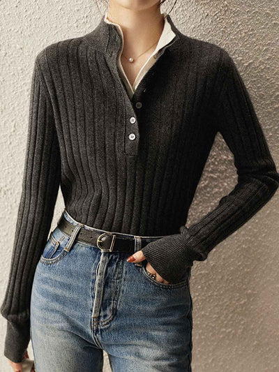 Jocelyn Classic Lapel Two-Breasted Knitted Sweater